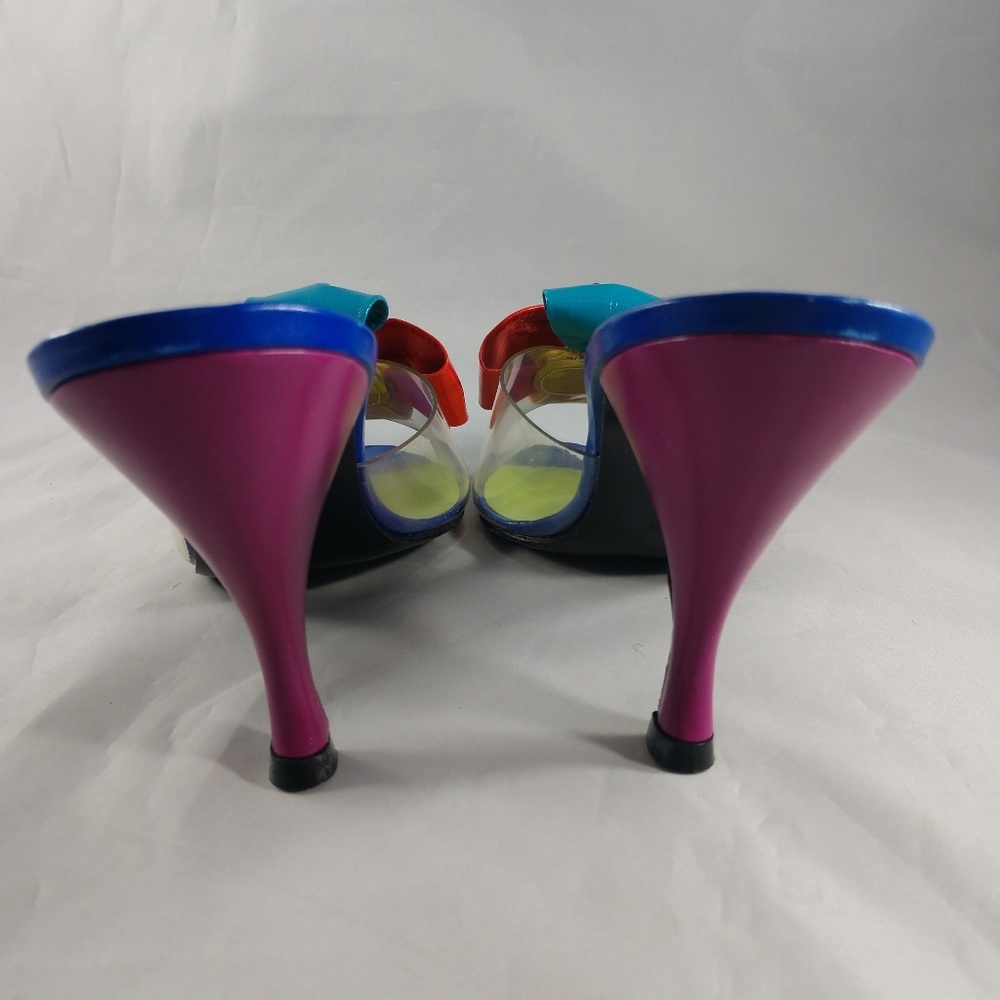 Colorblock Bow Slide Heels - Multicolor Women’s Mules - Picture 3 of 6